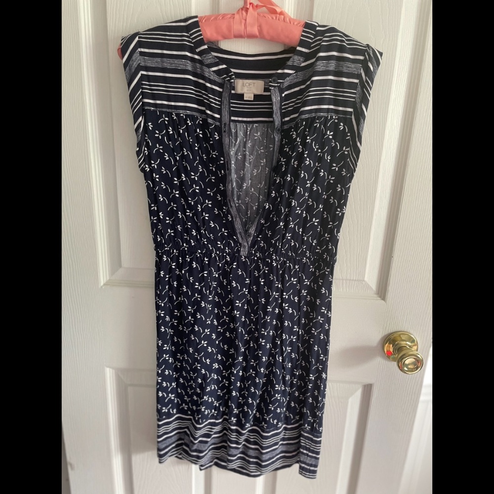 Blue and White Floral Loft Dress